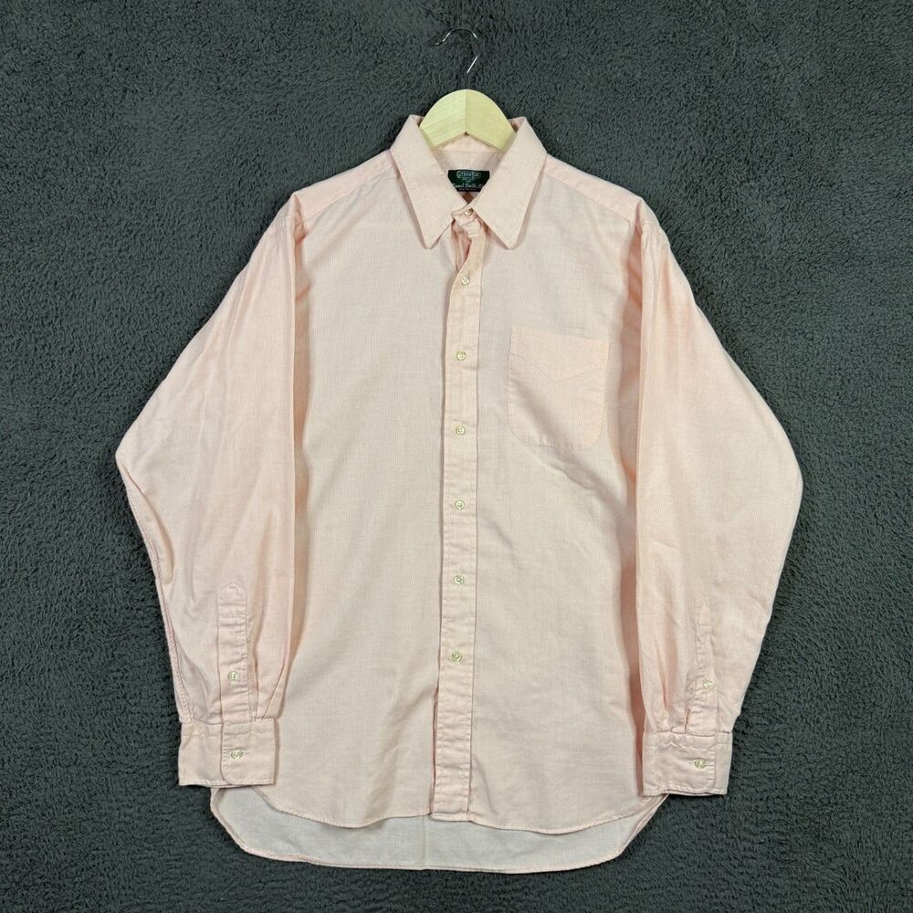 Vintage Gitman Bros Shirt Mens 15.5 34 Orange Button Down Long Sleeve Made USA